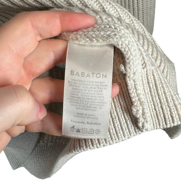 Aritzia Babaton Roger V Neck Ribbed Sweater Merino Wool Cream XS - Picture 7 of 10